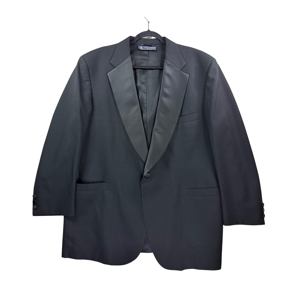 Brooks Brothers Tuxedo‎ Jacket Mens 46L Black Good Wool Peak Lapel With Bow Tie